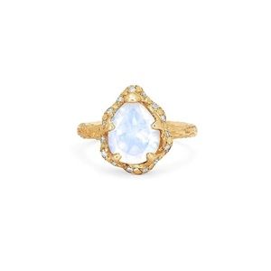 Logan Hollowell Baby Queen Water Drop Moonstone Ring (w/ sprinkles diamonds)